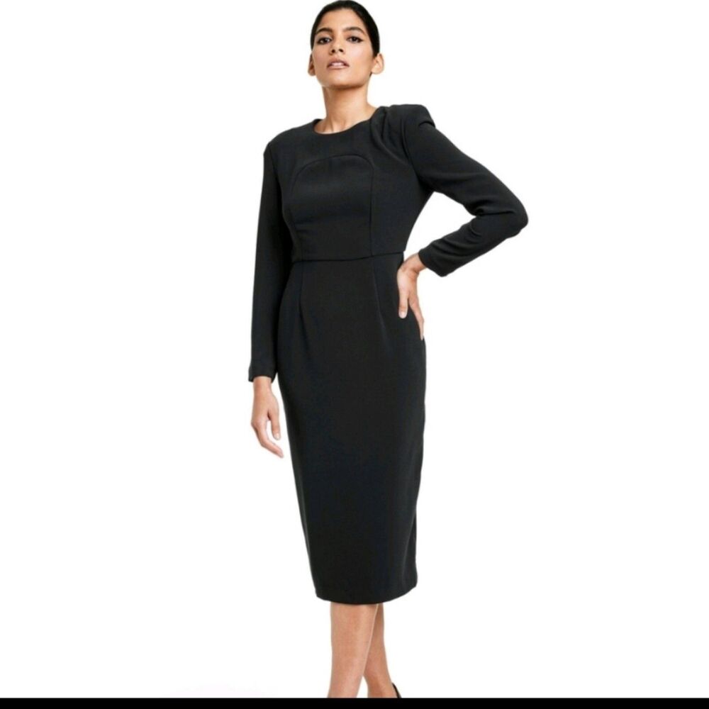 Sergio Hudson x Target Black Dress Women's Size XXS Strong Shoulder Midi New